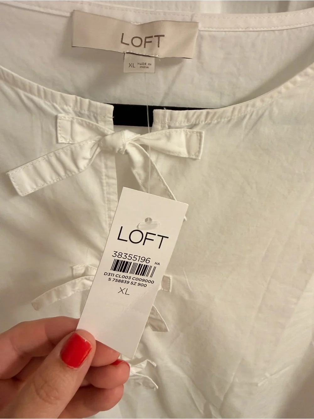 NWT Loft White Bow-Accent Puff Sleeve Top - Women